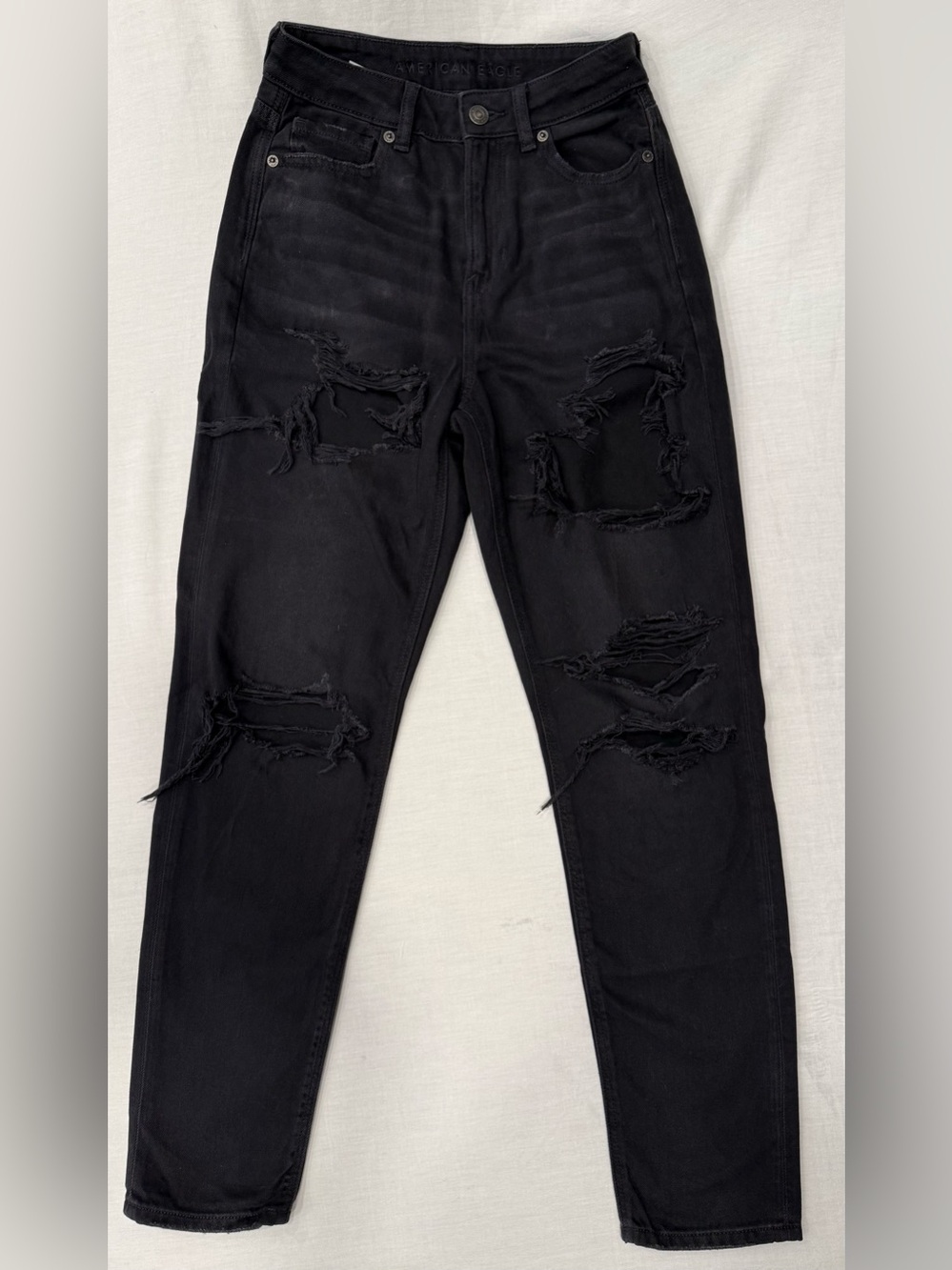 American Eagle Black High Waisted Mom Jeans 0 Regular